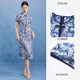 Ma Tiannu women's clothing summer new blue printed new Chinese cheongsam short-sleeved dress slim long skirt gift dress
