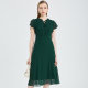 The same style of Matiannu women's clothing in the mall, the new spring and summer products, solid color lotus leaf sleeve dress, pleated high-waisted chiffon skirt
