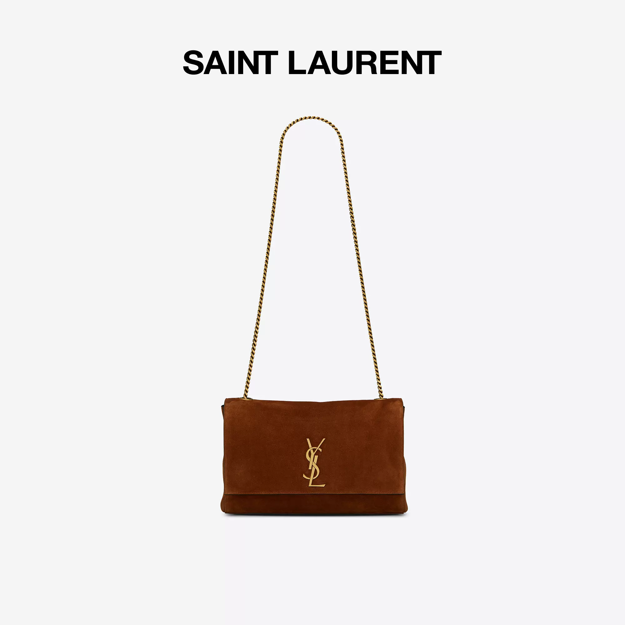 Ysl 圣罗兰女士kate肉桂色麂皮材质和皮革双面链条ysl