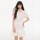 Pink ers co-branded summer age-reducing red striped bow short-sleeved design puff sleeve shirt for women
