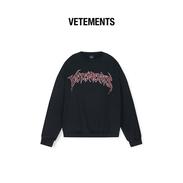VETEMENTS pure cotton font fonts day and night Paris tower print men's and female round neck sweater 64520011