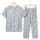 Middle -aged and elderly women summer pretend grandmother short -sleeved two -piece shirt elderly mother clothes elderly cotton silk top