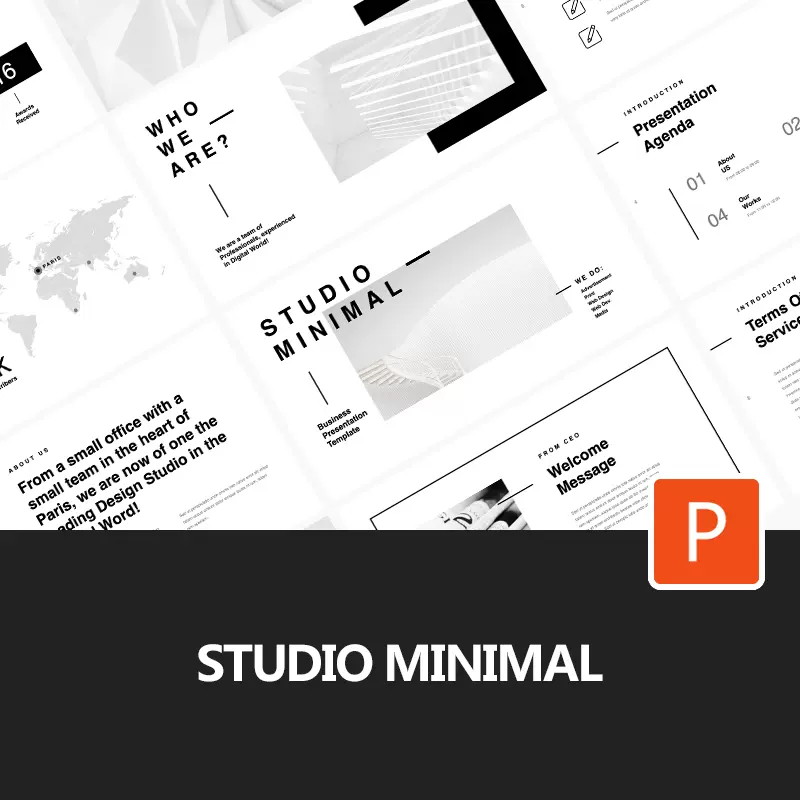 168 叁步下山简洁黑白色块高级排版keynote版ppt模板设计素材