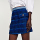 
SANDRO Outlets Women's French Elegant Tweed High Waist Blue Short Skirt SFPJU00783