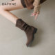 Daphne Pile Boots Women's Autumn and Winter 2025 New Maillard Western Cowboy Boots Mid-calf Martin Boots