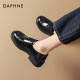 Daphne black leather shoes for women 2025 new summer Brock Oxford women's shoes lace-up versatile loafers