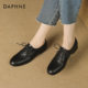 Daphne deep mouth single shoes for women 2025 autumn flat-soled commuter black lace-up leather shoes for autumn without tiring feet loafers