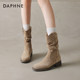 Daphne Pile Boots Women's Autumn and Winter 2025 New Maillard Western Cowboy Boots Mid-calf Martin Boots