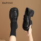 Daphne black thick-soled loafers for women 2025 new summer hot British style leather shoes for one foot