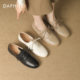 Daphne deep mouth single shoes for women 2025 autumn flat-soled commuter black lace-up leather shoes for autumn without tiring feet loafers