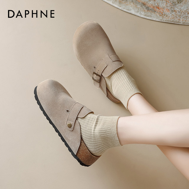 Daphne thick-soled Birkenstock shoes for women, autumn and winter plus velvet season, beautiful 2025 new one-leg heightening half slippers