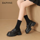 Daphne black thick-soled loafers for women 2025 new summer hot British style leather shoes for one foot