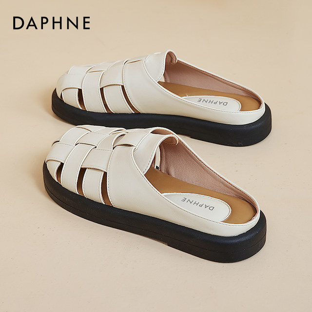 Daphne Roman sandals for women's popular 2025 summer sandals wearing hollowed-out woven semi-tork pig cage shoes
