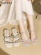 Daphne Sandals for women in summer 2025 women's shoes rhinestone slippers beach sandals for women wearing French thick heels