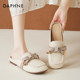 Daphne bag-toe half-slippers for women 2025 new spring and summer wear soft sole sandals with bow lazy muller sandals