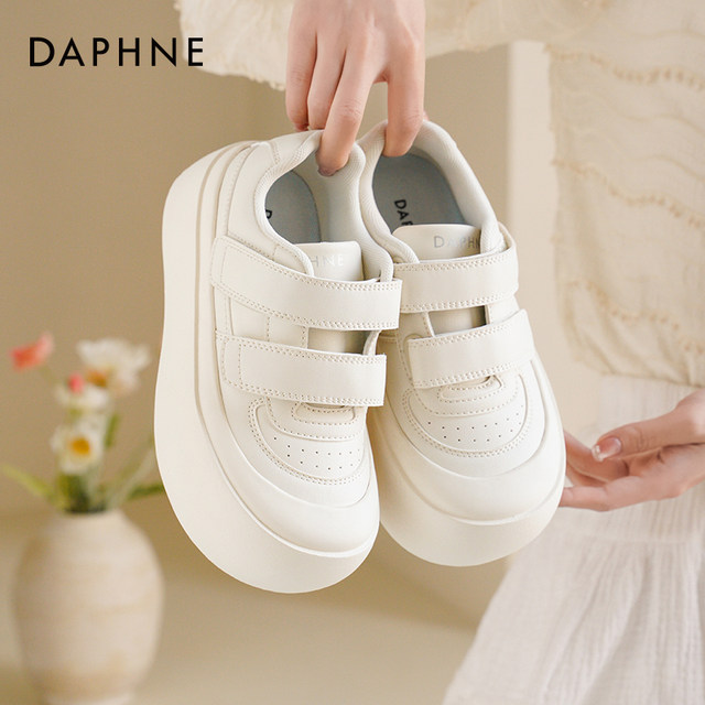 Daphne thick sole white shoes for women in autumn 2025 new Velcro big toe shoes white board shoes sports casual shoes