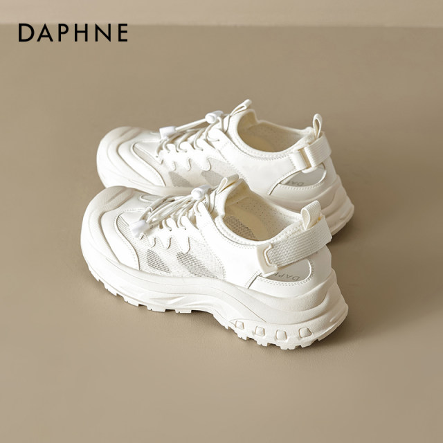 Daphne thin breathable white shoes summer women's shoes 2025 new mesh casual daddy thick sole sports sandals
