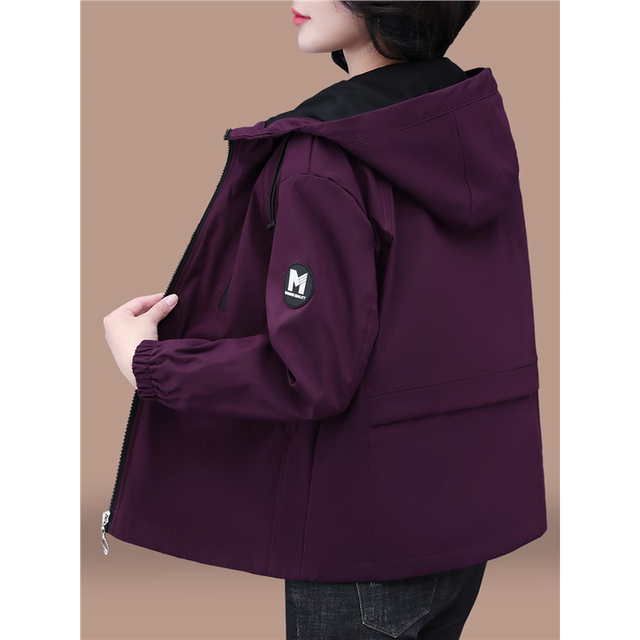 
Short windbreaker jacket for women 2025 spring and autumn new middle-aged mother fashionable autumn clothes loose casual hooded jacket