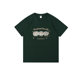 Guozii dark green small short-sleeved T-shirt for women with front shoulders slimming oversize pure cotton round neck casual top
