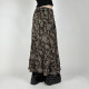 eilove Wasabi Medium-style mesh printed skirt for women with ruffle edge splicing low waist slim straight midi skirt