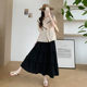 White skirt for women in spring and autumn 2025 new high-waisted slim A-line long skirt with small and fluffy cake skirt
