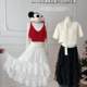 Fairy white lace skirt for women in spring, autumn and winter new A-line gauze skirt sweet princess fluffy cake long skirt