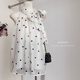 Polka dot bow tie halter sleeveless vest for women summer high-end temperament loose slim chiffon shirt top