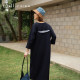 Yiao Spring 2025 new pure cotton loose casual slim large size over-knee slit long skirt base dress
