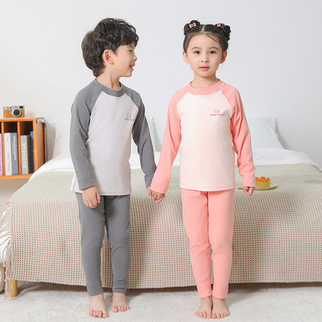 
Children's home clothing Developer thermal underwear suit autumn clothes and autumn pants boys and girls double-sided hair-padded bottoming shirt autumn and winter