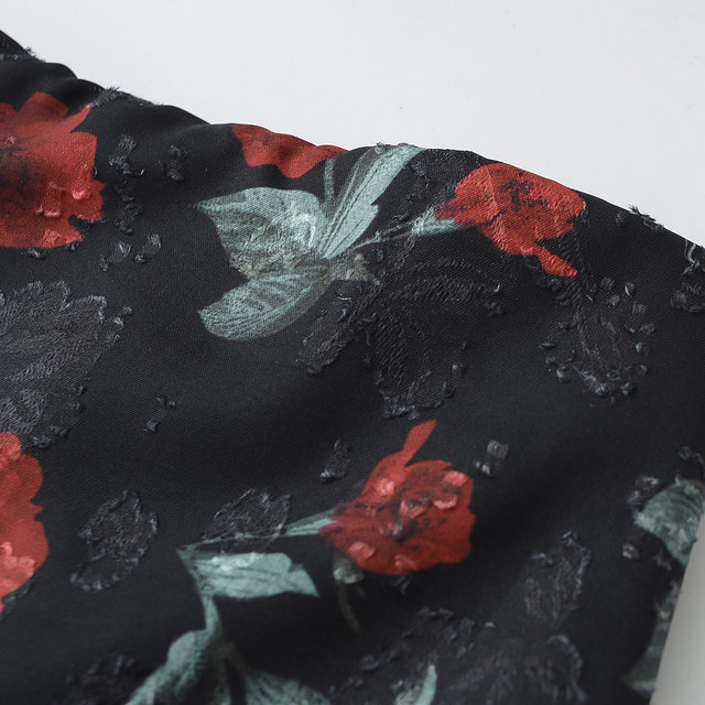 Hot girl retro rose printed mesh skirt for women in summer new high-waisted slim hip A-line short skirt