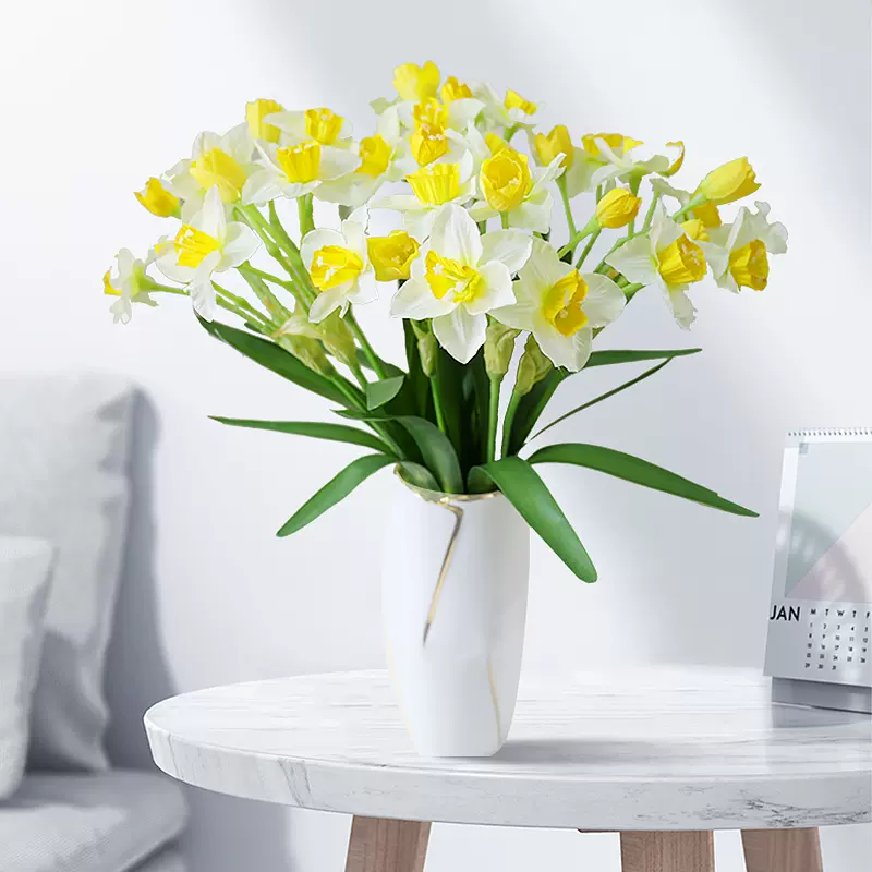 卢浮宫仿真花22新款高端水仙花束绢花假花装饰品客厅