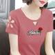 Mom's summer new pure cotton short-sleeved T-shirt for women Korean style versatile slim top embroidered slim fit large size T-shirt