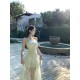 Sweet Strawberry Knitted Strawberry Spliced ​​Beads Mesh Slim and Slim Small Fresh Dress with Chest Pads Long Style
