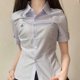 Mountain tea and book original JK college wind embroidery shirt summer slimming, thin waist, wild white blue short sleeve top
