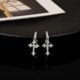 Full diamond cross ear clips for men and women, European and American hip-hop fashion couple earrings, high-end earrings