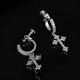 Full diamond cross ear clips for men and women, European and American hip-hop fashion couple earrings, high-end earrings
