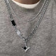 Star Double Necklace Men's Trendy Sweater Chain Light Luxury Niche Design Hip-Hop Style Couple Boys and Girls Clavicle Chain
