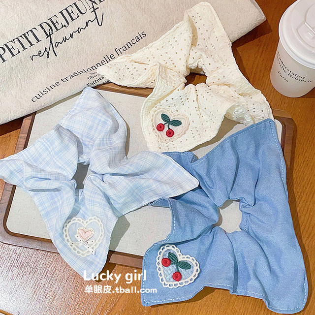 Children's square scarf hair circle girls 2025 new high-end style tied hair low ponytail head rope little girl fashionable hair accessories