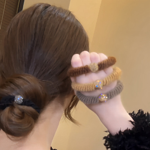 Advanced sensing rhinestone Zhuzhu hair ring female hair rubber band 2024 new high -end hair rope tama tail rope headwear
