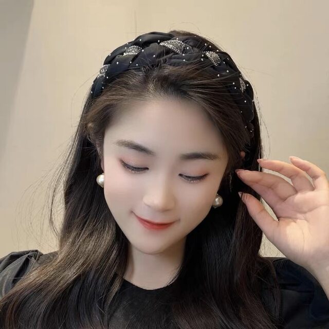 Black headband hairband for women 2023 new style high-end fashionable headband versatile suitable for hairpins