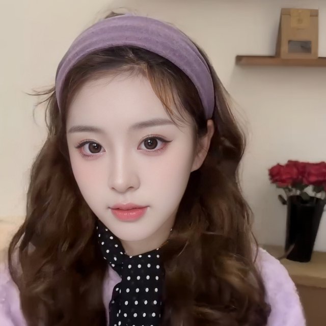 Autumn and winter 2024 new style gentle purple hairband woolen headband pleated wide-brimmed hair hoop women's high skull headband