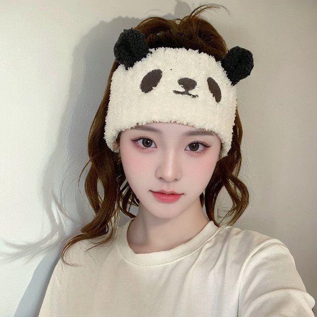 Autumn and winter cute bear ears wide-brimmed headband postpartum confinement hat scarf outdoor windproof warm ear protection headband for women