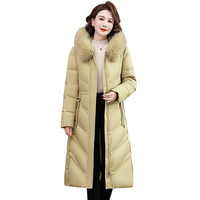 Yalu Mom's Winter Down Jacket 2025 New Fashionable Long Waist Fox Big Fur Collar Warm Jacket Women's Clothing