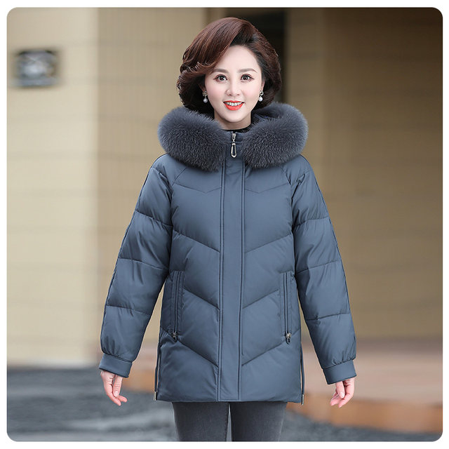 Yalu 2025 winter new mid-length mother down jacket for women's fashionable winter thickened large-collar jacket
