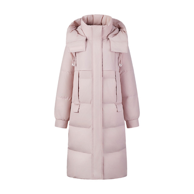 Yalu pink down jacket for women in 2025 winter new product over-knee mid-length disassembled hooded thickened thermal jacket