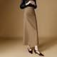 Chihiro Yi 2025 summer new brown skirt high waist age-reducing commuter straight slit long skirt