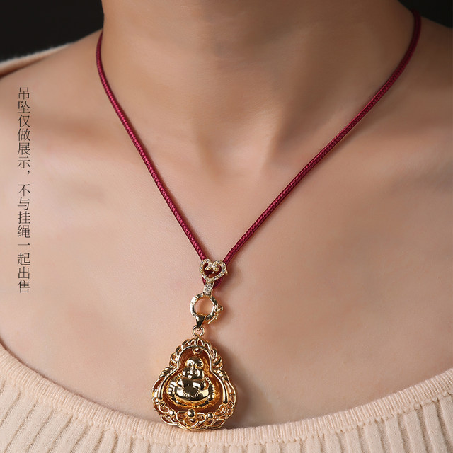 Pendant lanyard without tie-up necklace rope Jade gold and jade pendant buckle high-end woven eight-treasure compass braided rope adjustable