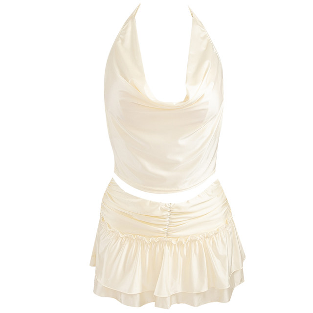 WESWIM Bikini Swimsuit Women Split Pure Hood Neck Leaking Small Boobs High-end Triangle Beach Resort Beach