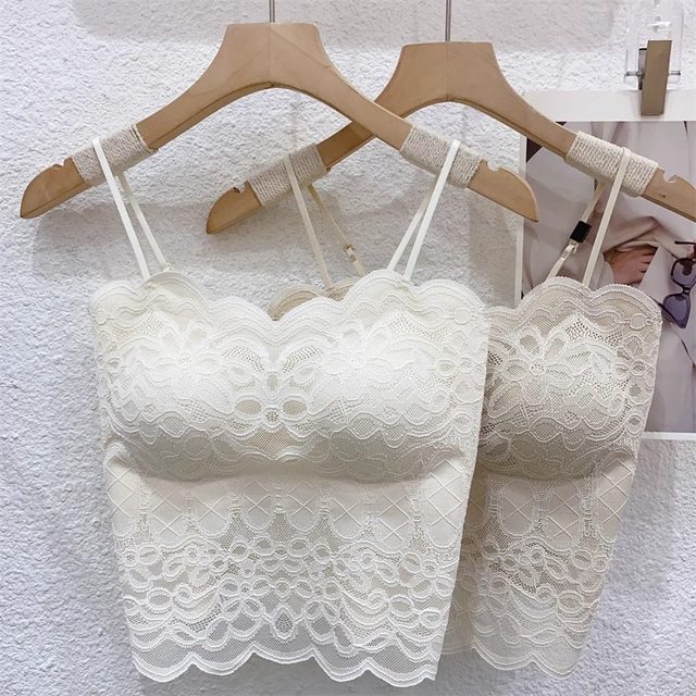 
Maple Zhixin 619 lace suspender vest strapless lace ringless chest pad beautiful back sexy women's spring and summer top