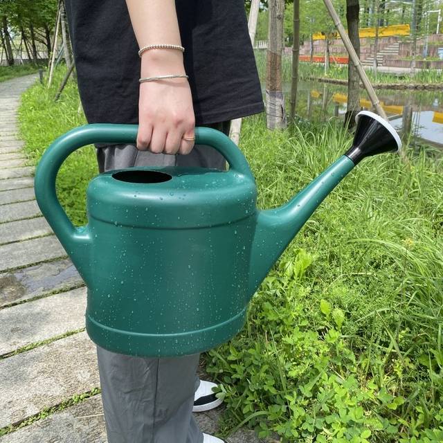 Export plastic large sprinkler kettle, flower kettle, household watering kettle, long mouth gardening watering kettle, small showerhead